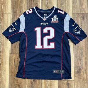 Nike On Field New England Patriots Tom Brady #12 Super Bowl 51 Patch Jersey, L